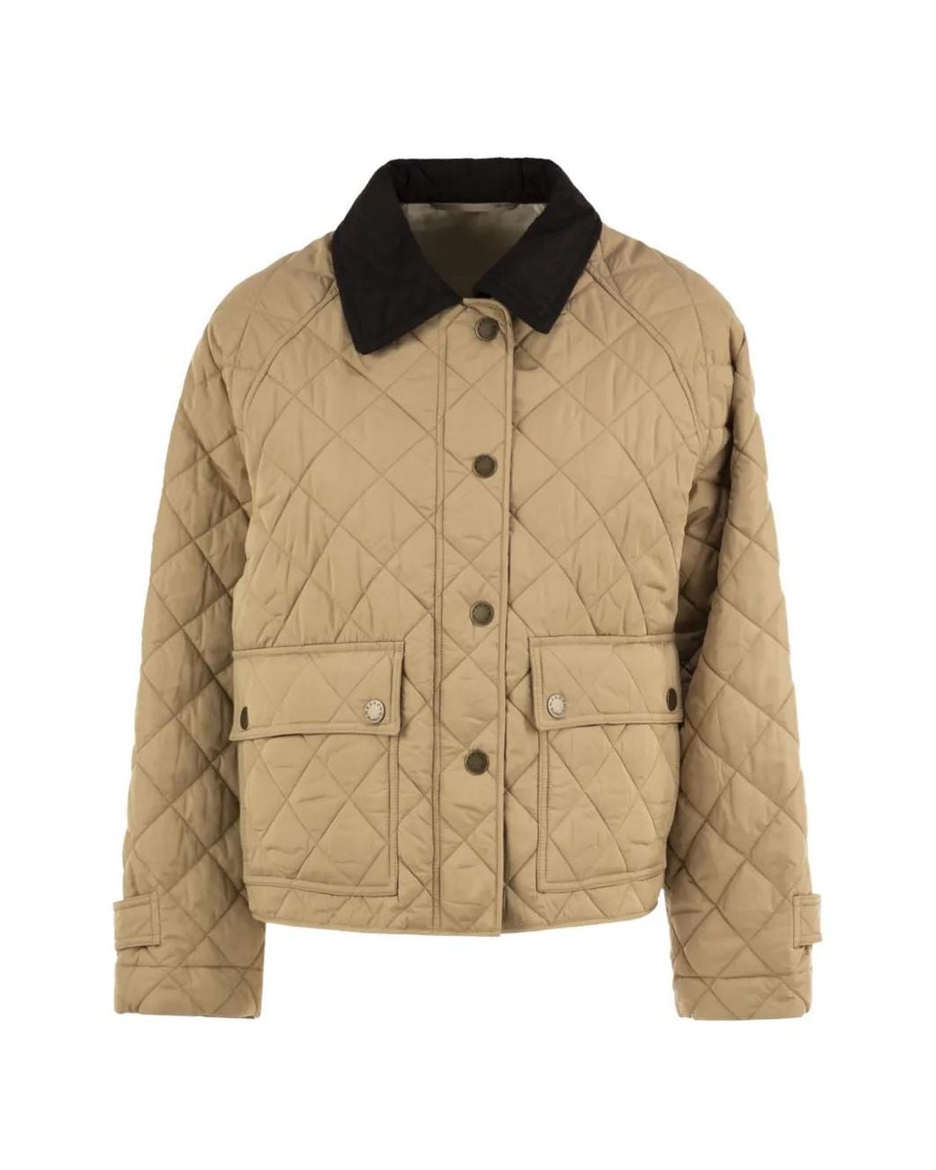 Weekend by Maxmara Brown Diamond-Quilted Corduroy-Collar Jacket