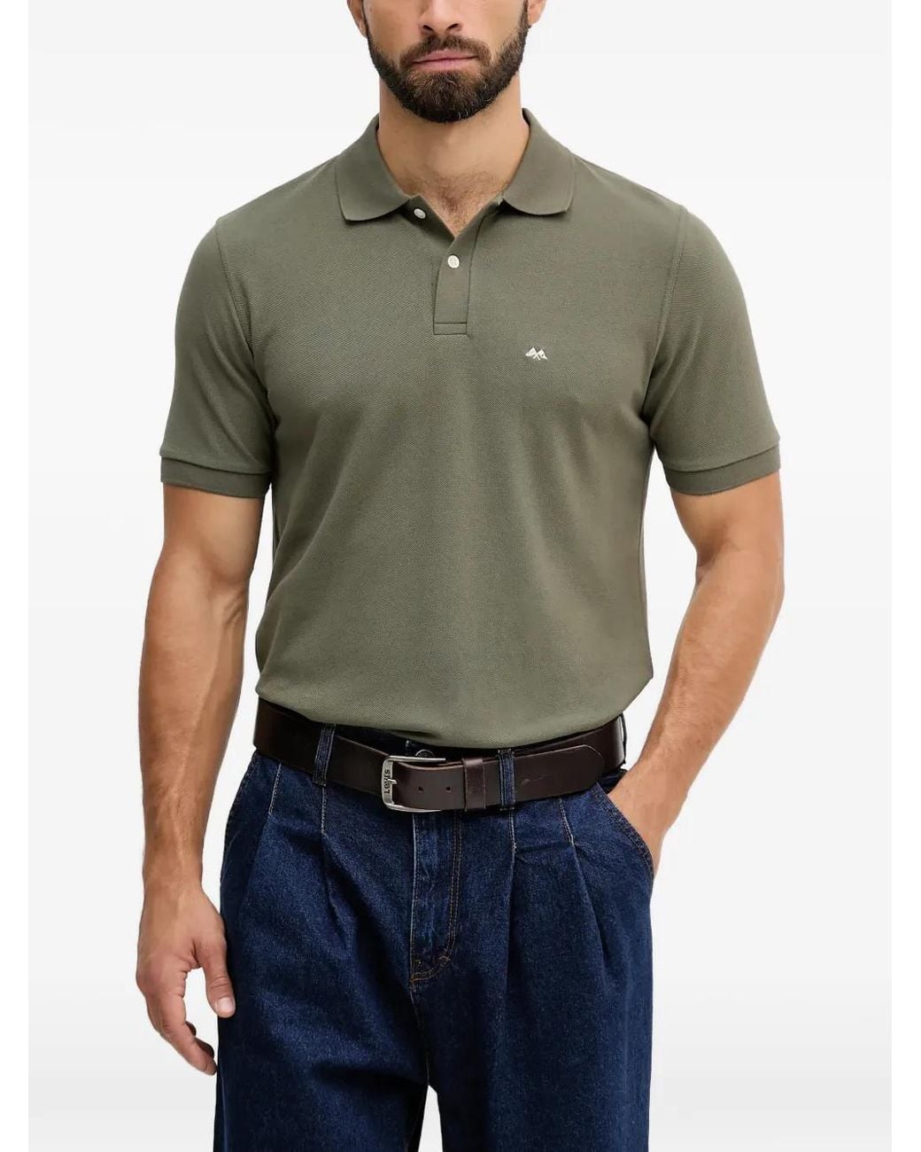 Lindbergh Green Logo-Embroidered Polo Shirt for men