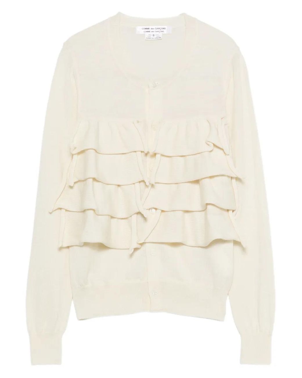 Comme des Garçons Natural Tiered-Ruffle Cardigan