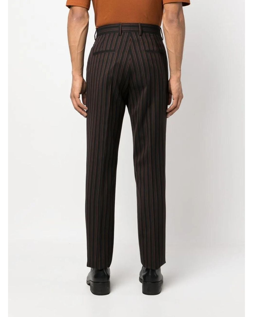 Ambush Black Striped Tailored Wool Trousers for men