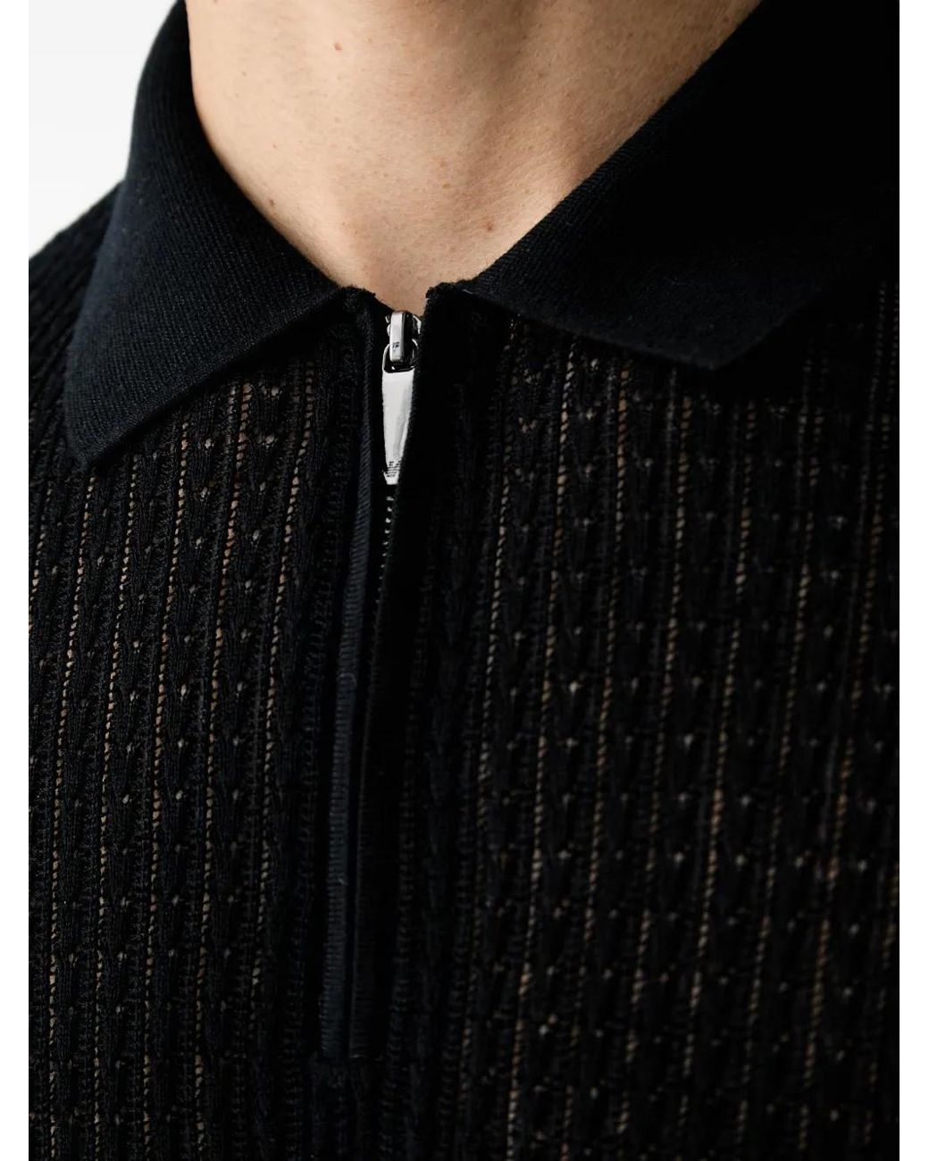 Emporio Armani Black Polo-Collar Sweater for men