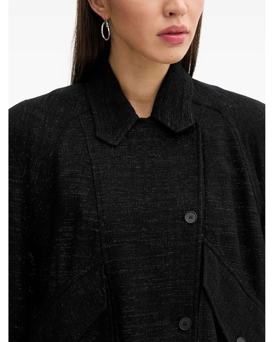 IRO Black Double-Breasted Lurex Overshirt