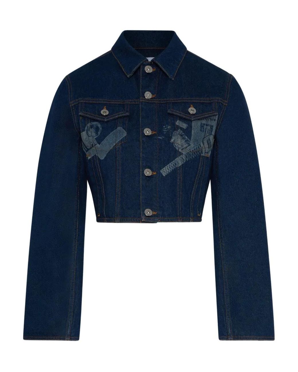 Jean Paul Gaultier Blue Trompe L'Oeil Cropped Denim Jacket