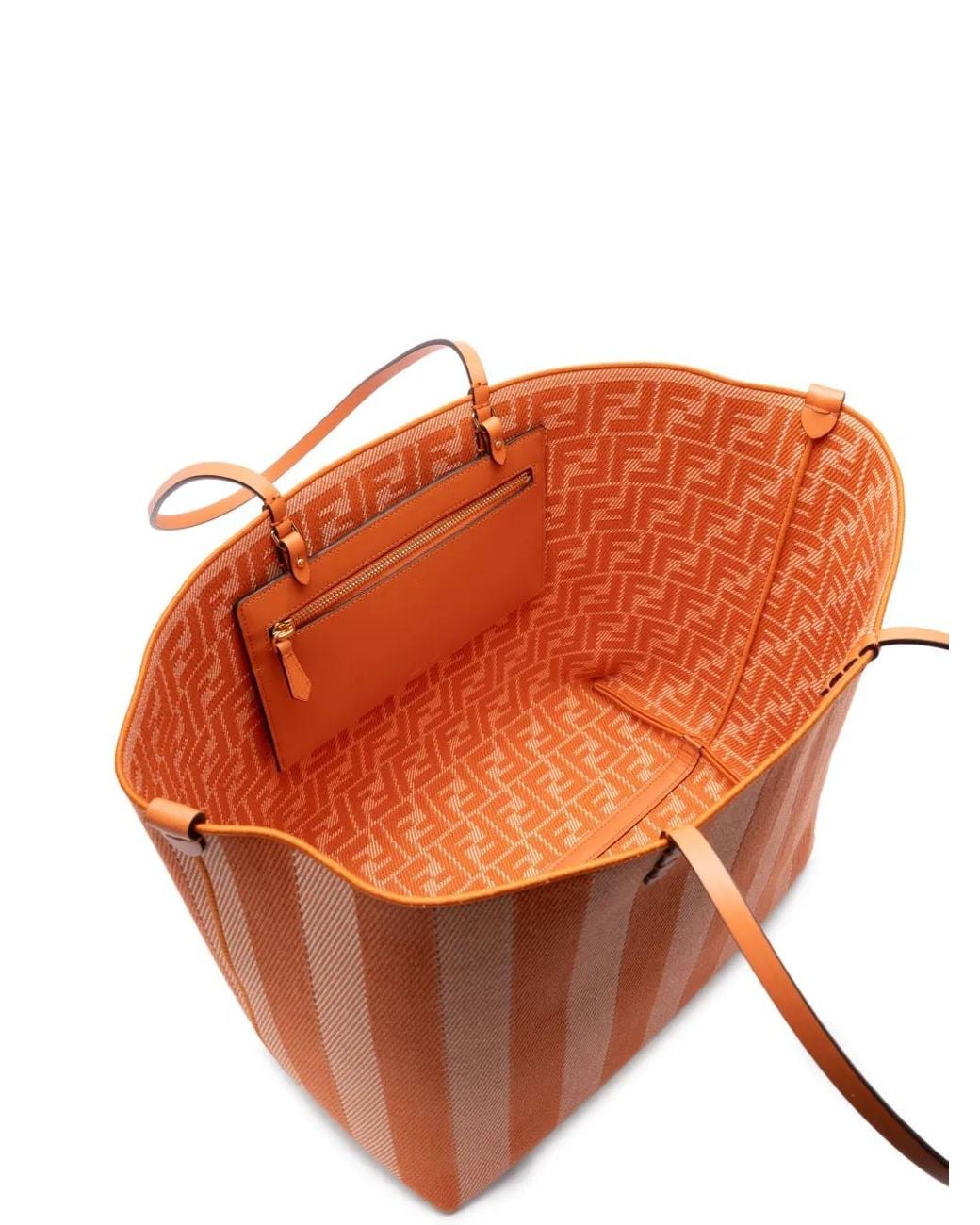 Fendi Orange Grand Sac Porté Épaule Roll À Rayures
