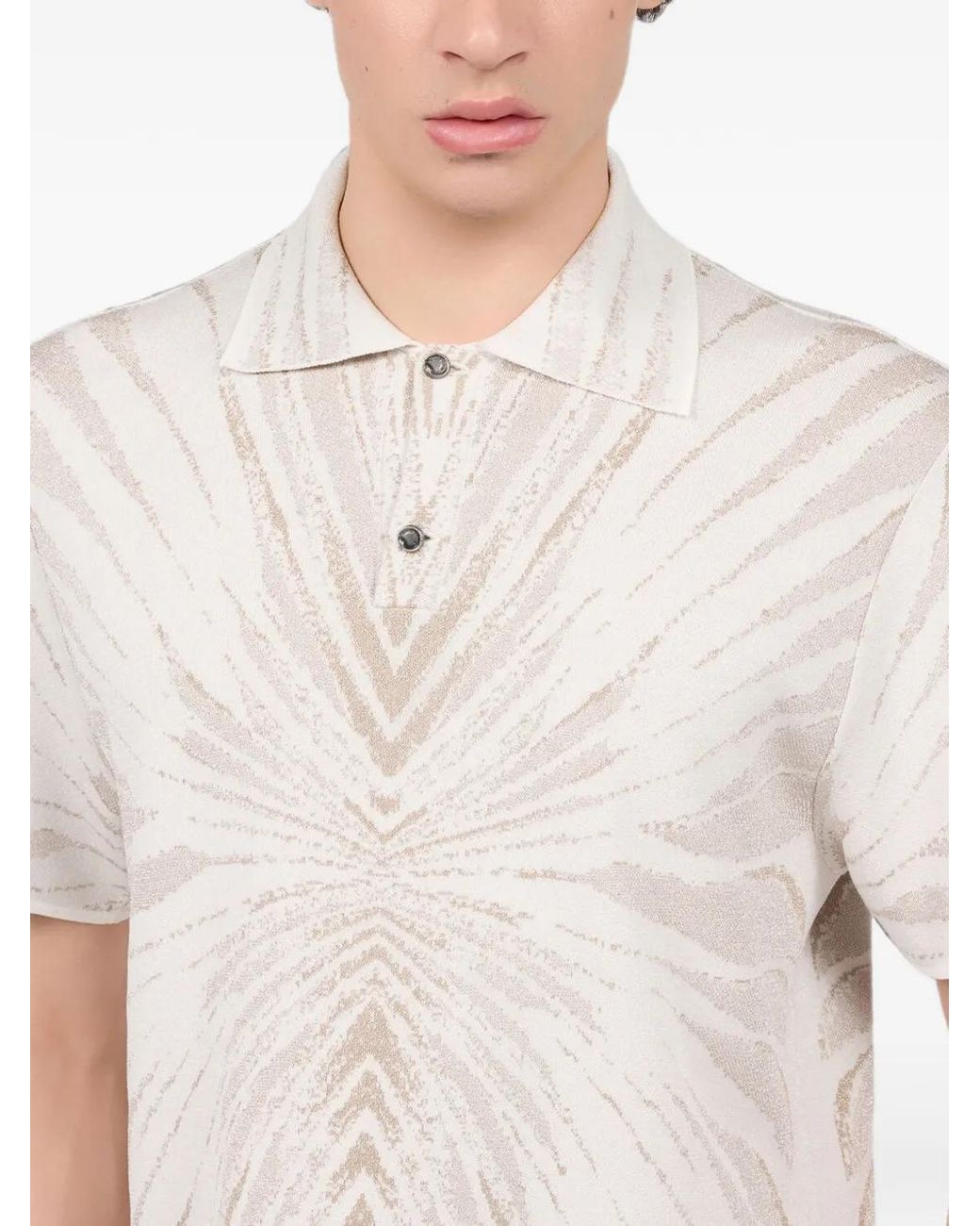 Roberto Cavalli White Ray-Print Polo Shirt for men