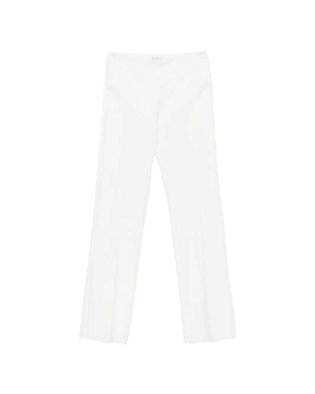 Max Mara White Pantalon À Plis Marqués