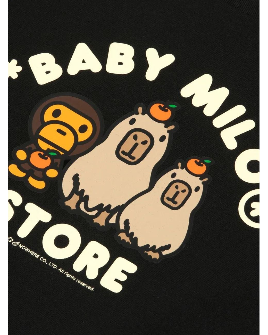 *BABY MILO® STORE BY *A BATHING APE® Black Baby Milo Capybara-Print T-Shirt