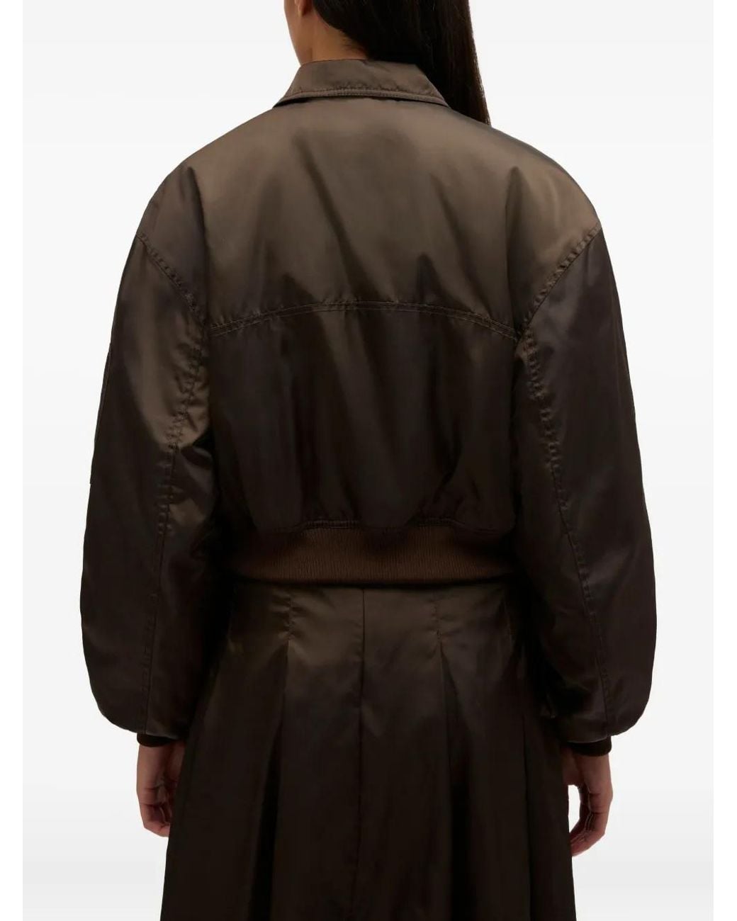 Ganni Brown Bomber Jacket Duchesse Polyamide