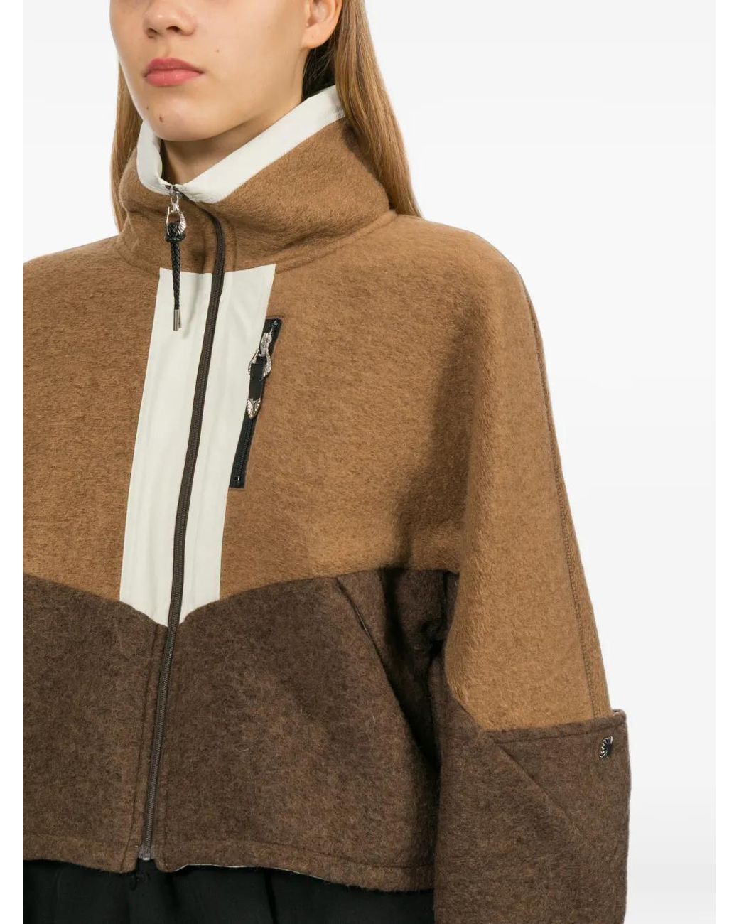 Toga Brown Colour-Block Panelled Jacket