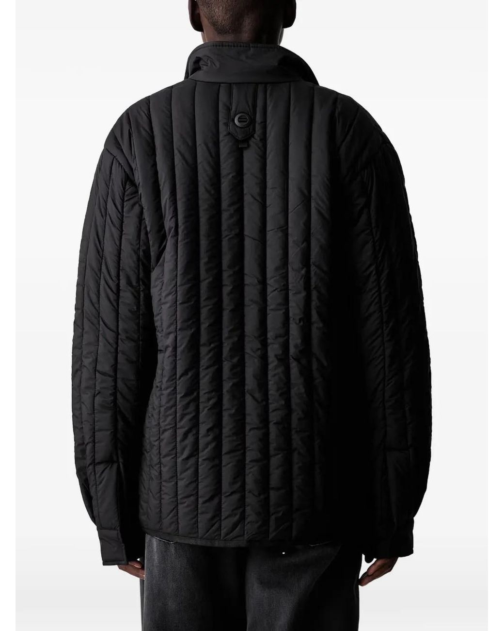 Rains Black Veste Boutonnée À Design Matelassé