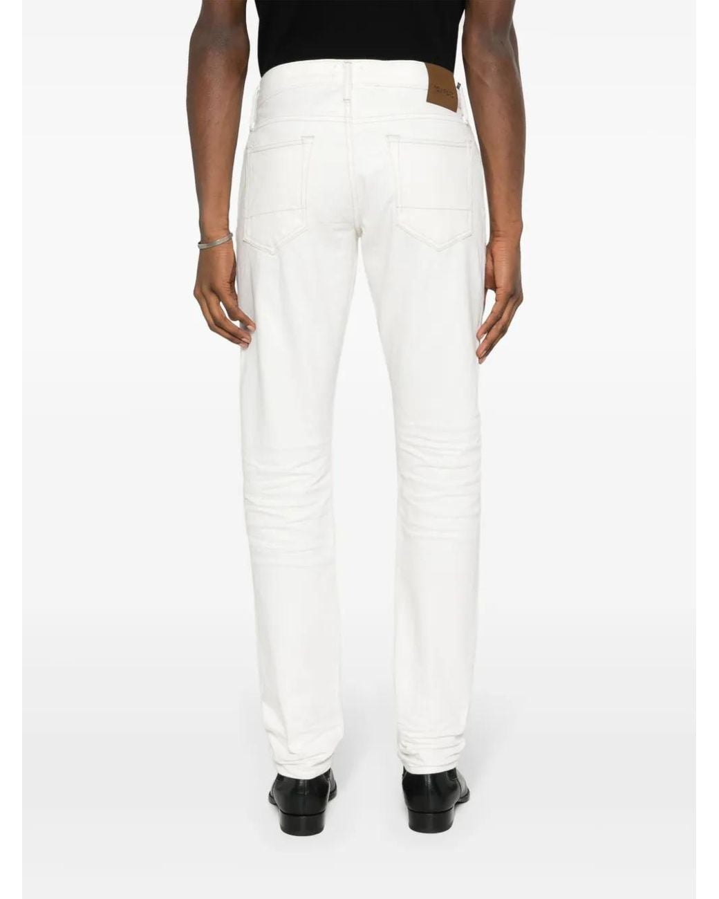 Jean Slim À Patch Logo Tom Ford pour homme en coloris White