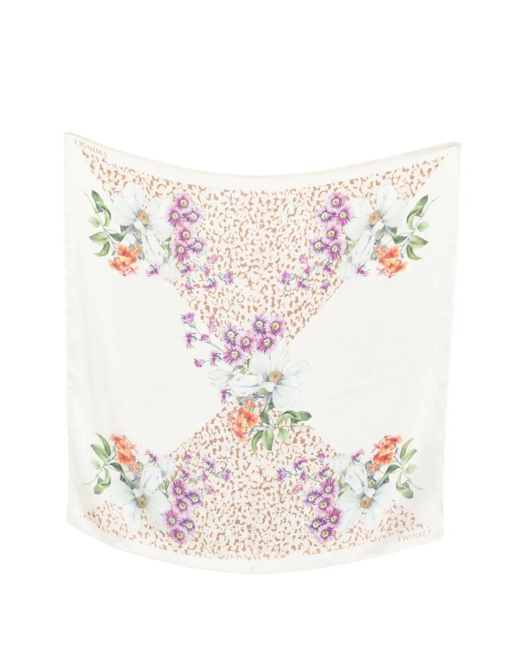Twinset Pink Foulard With Floral Print