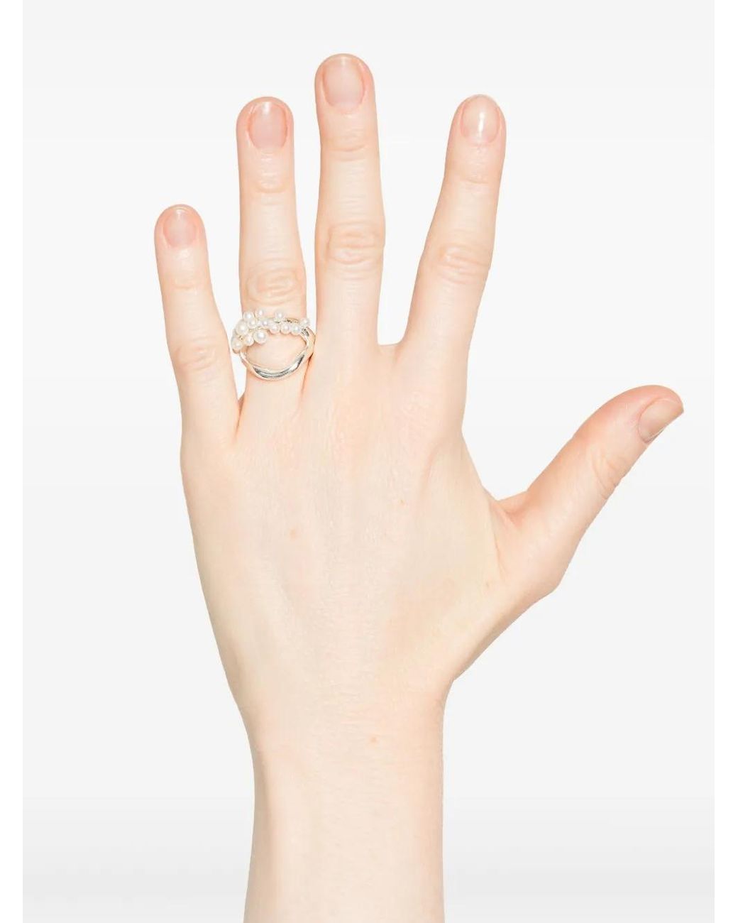 Beatriz Palacios White Double-Wave Cluster Ring