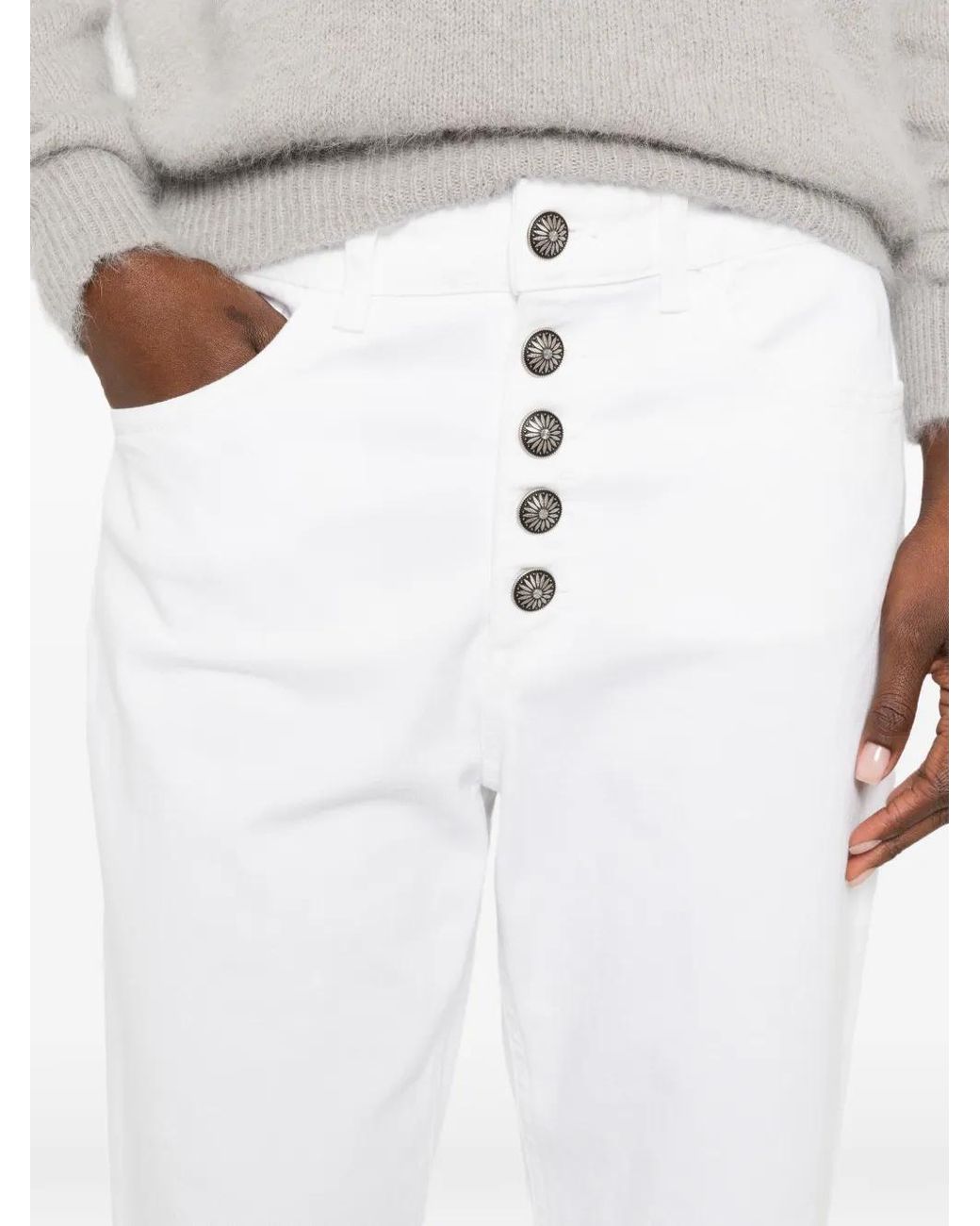 Dondup White Jean Court Koons À Coupe Ample