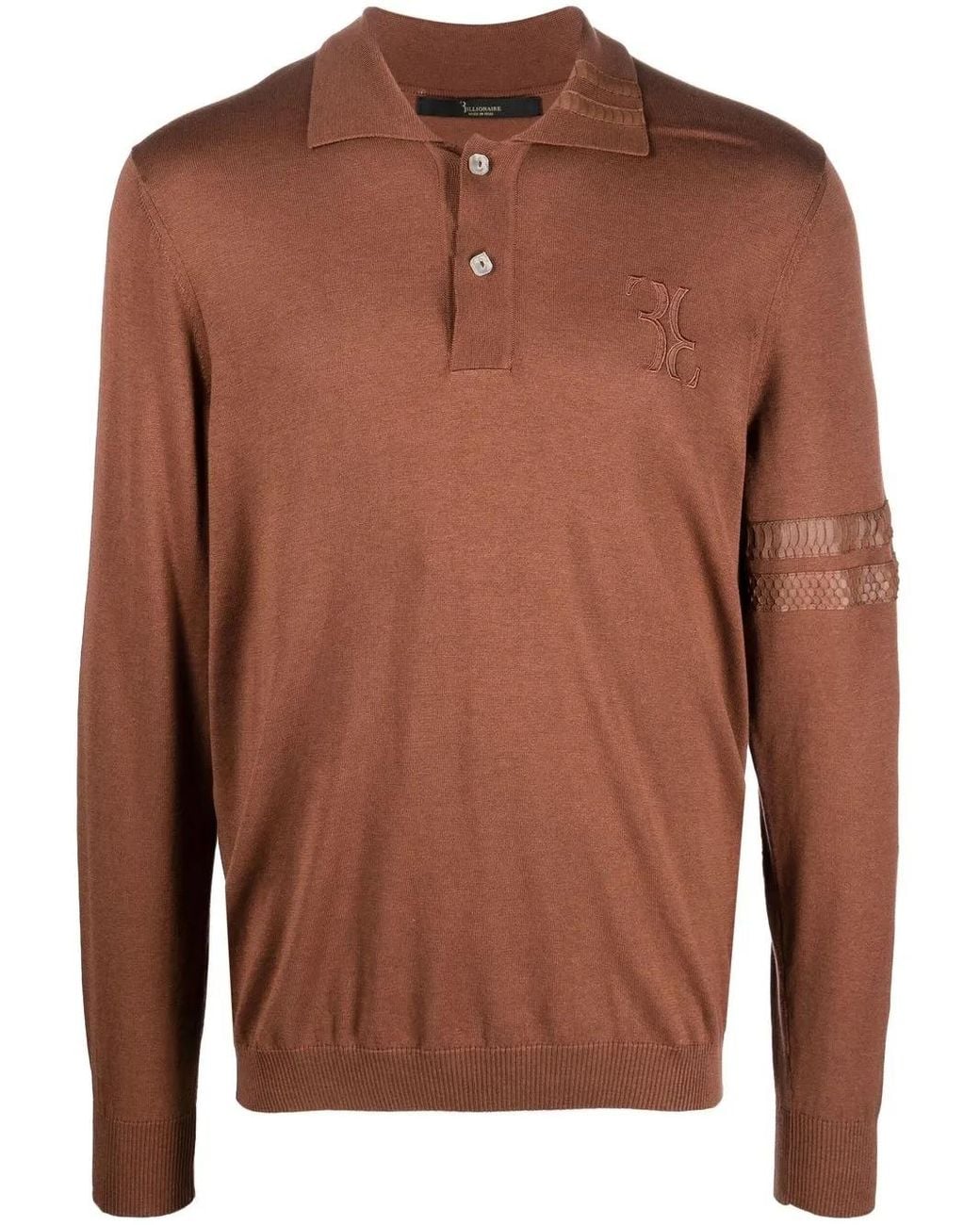 Billionaire Brown Logo-Patch Silk Blend Jumper for men