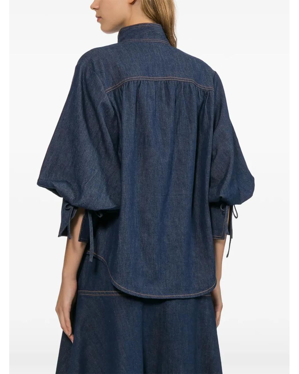 Zimmermann Blue Billow Denim Blouse