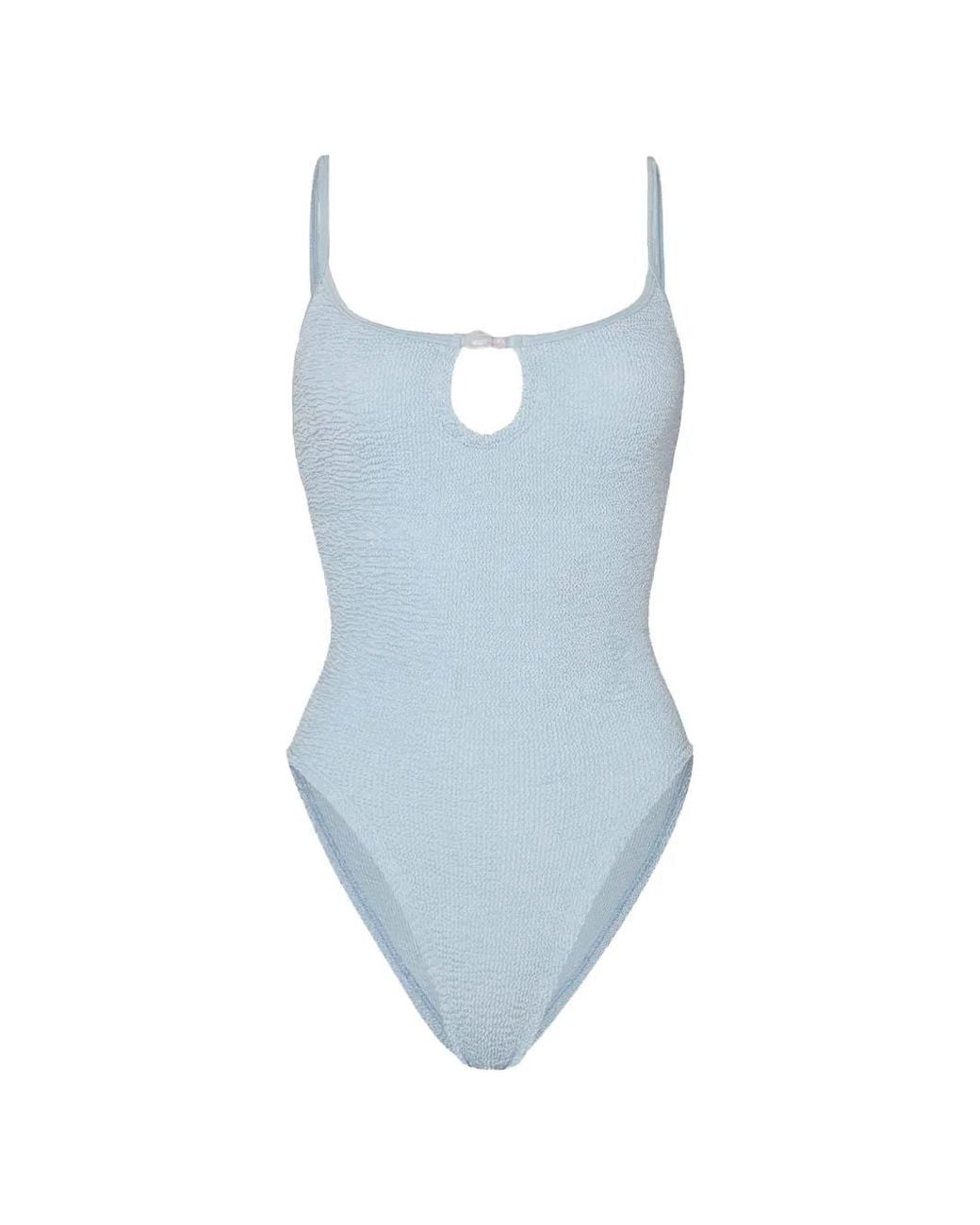 Hunza G Blue Mia Beaded Swimsuit