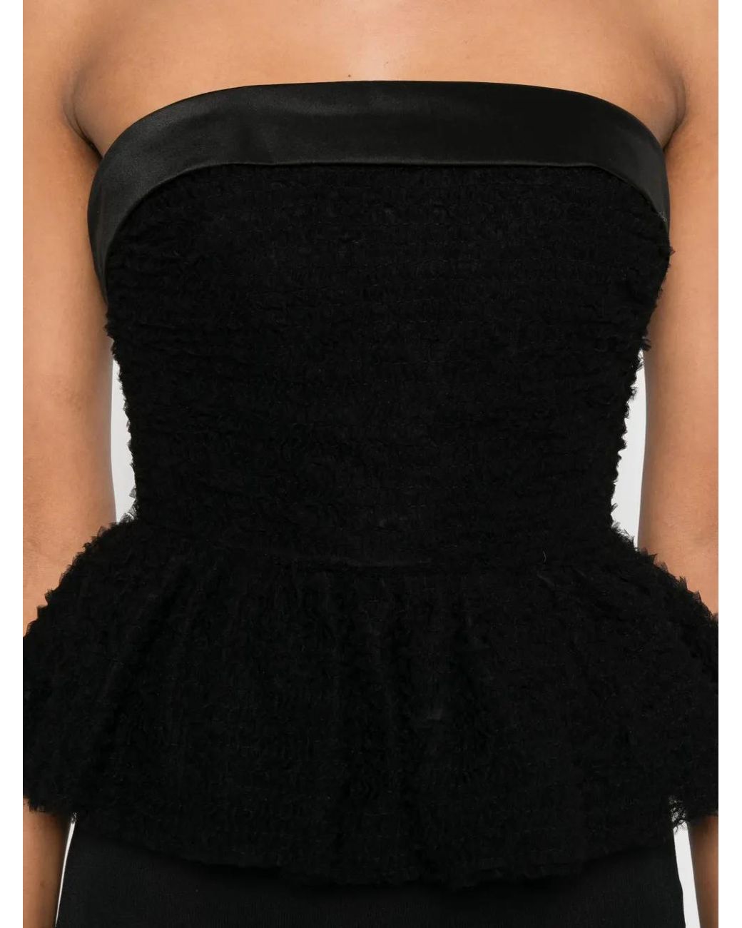 Viktor & Rolf Black Tulle Ruffle Strapless Top
