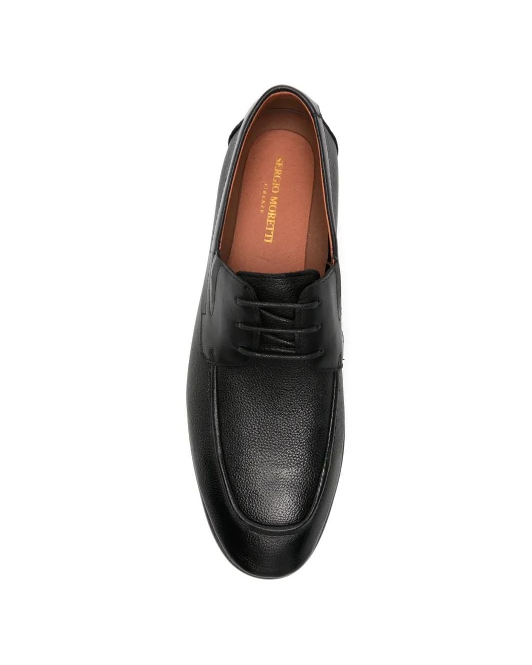 SERGIO MORETTI FIRENZE Black Richelieus À Lacets En Cuir À Fini Grainé for men