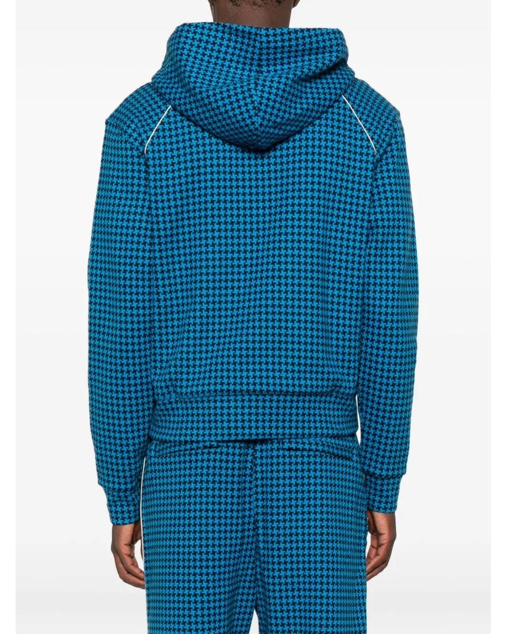 Wales Bonner Blue London Patterned Zip-Up Hoodie for men