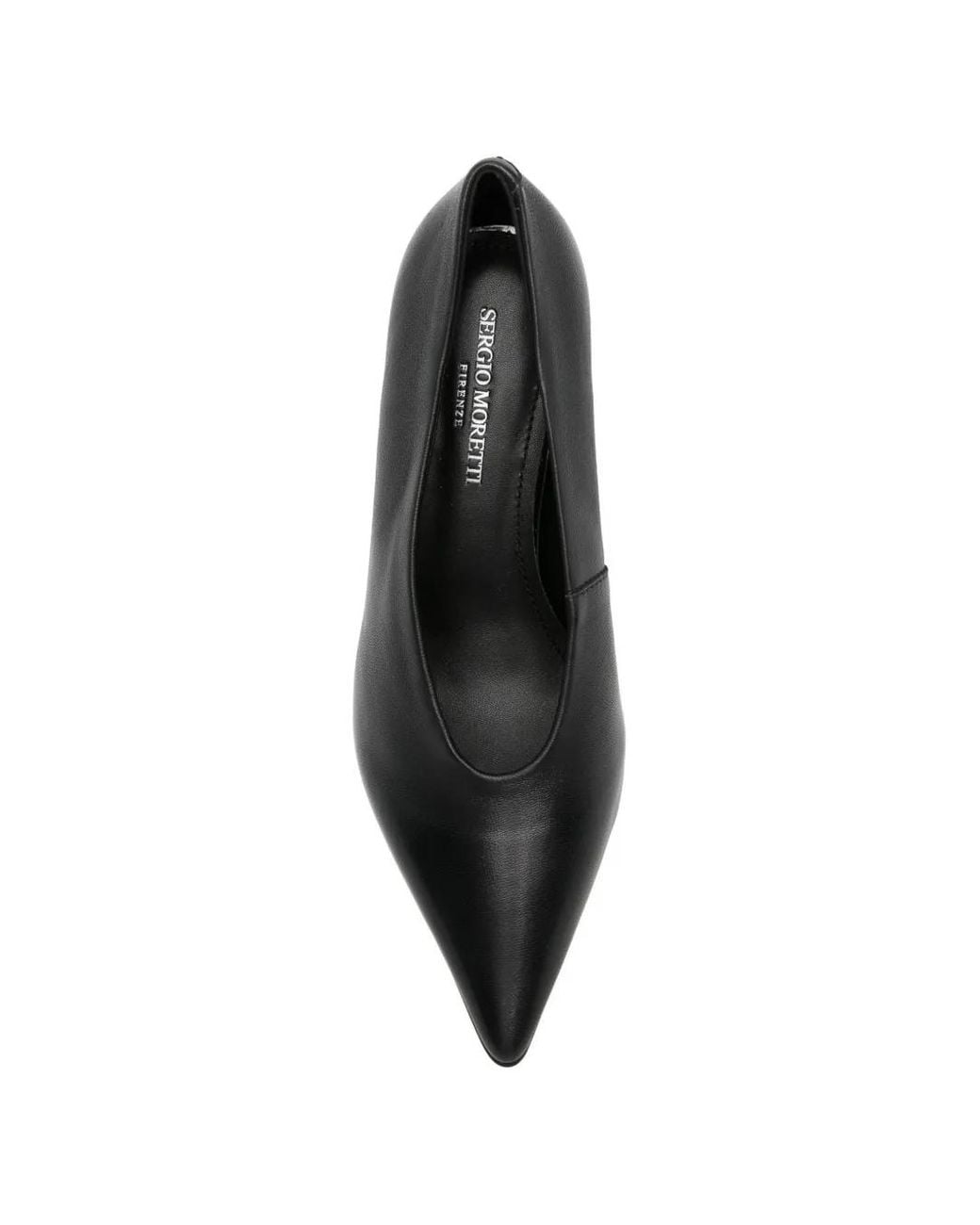 SERGIO MORETTI FIRENZE Black Pointed-Toe Leather Pumps