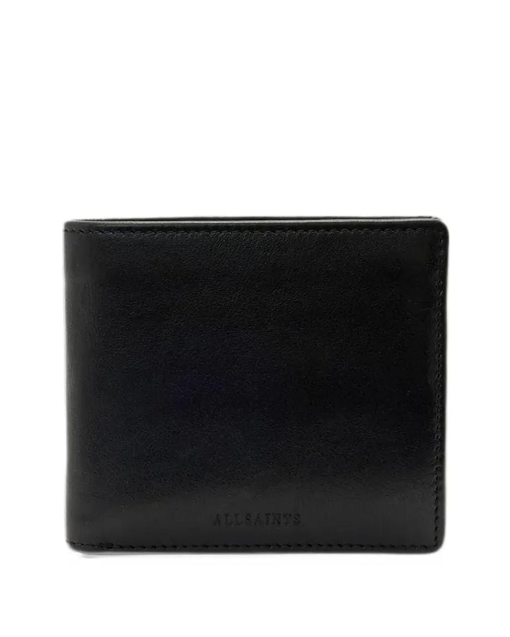 AllSaints Black Delph Bi-Fold Leather Wallet for men