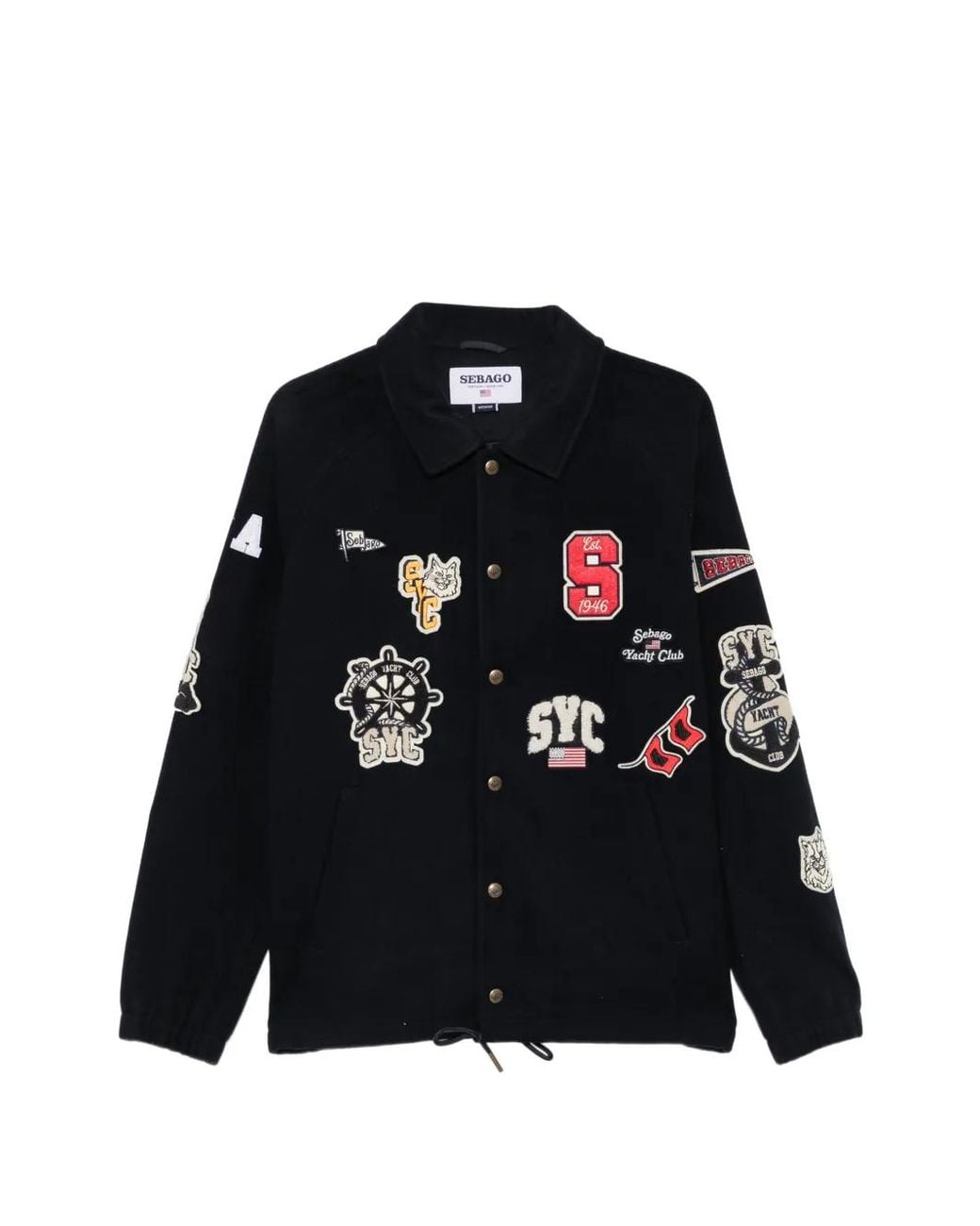 Sebago Black Patch-Detail Drawstring Jacket for men