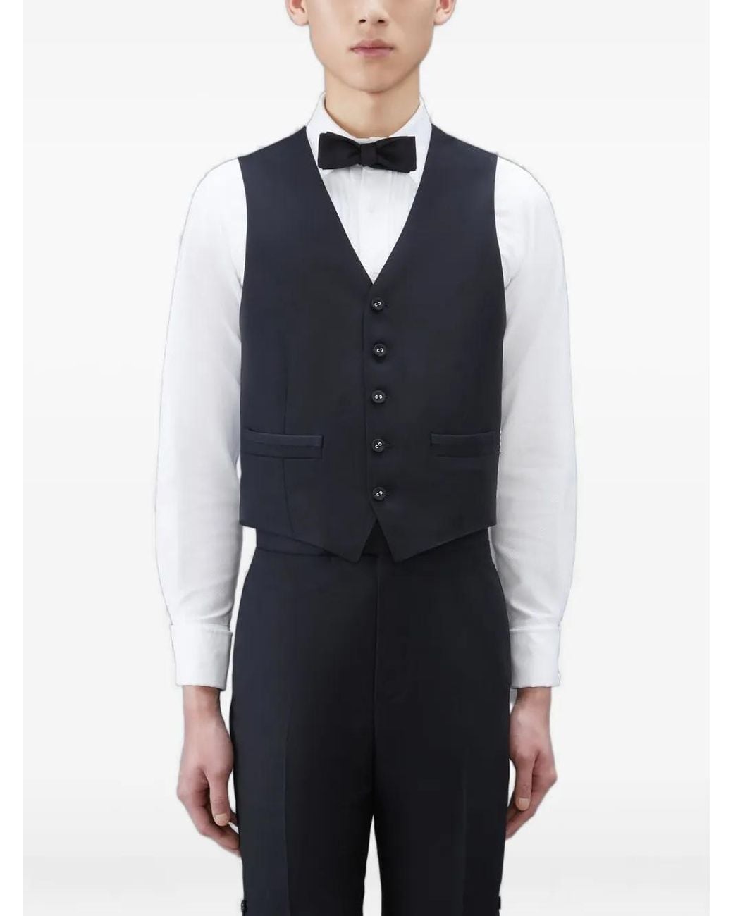 Thom Browne Blue Twill Tipping Classic Vest for men