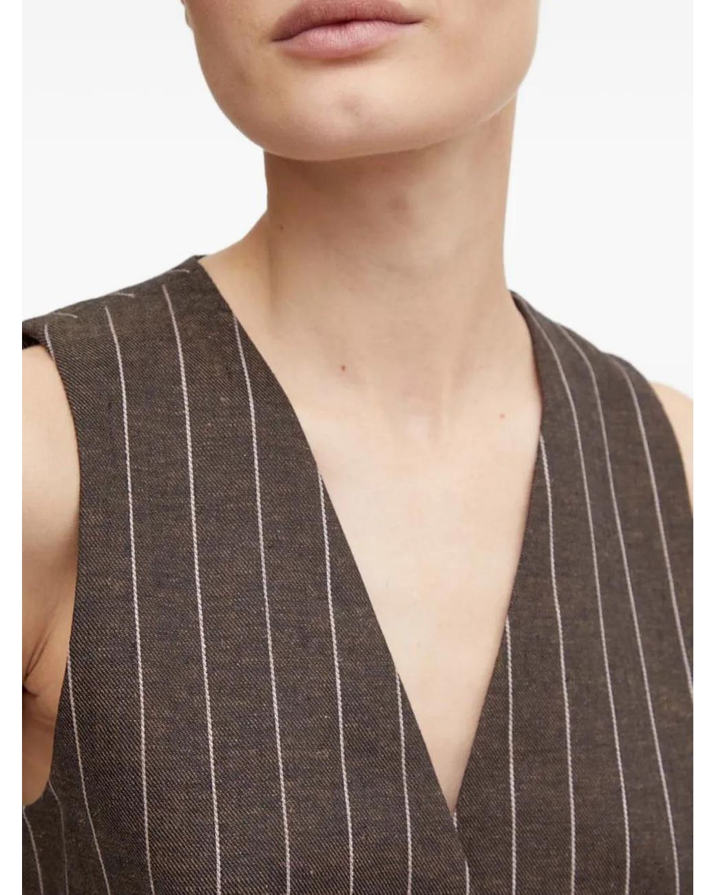 Day Birger et Mikkelsen Brown Pinstripe-Patterned Button Vest