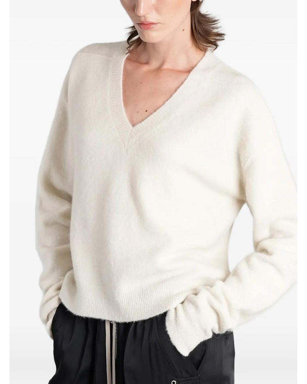 Rick Owens White Tommy V-Neck