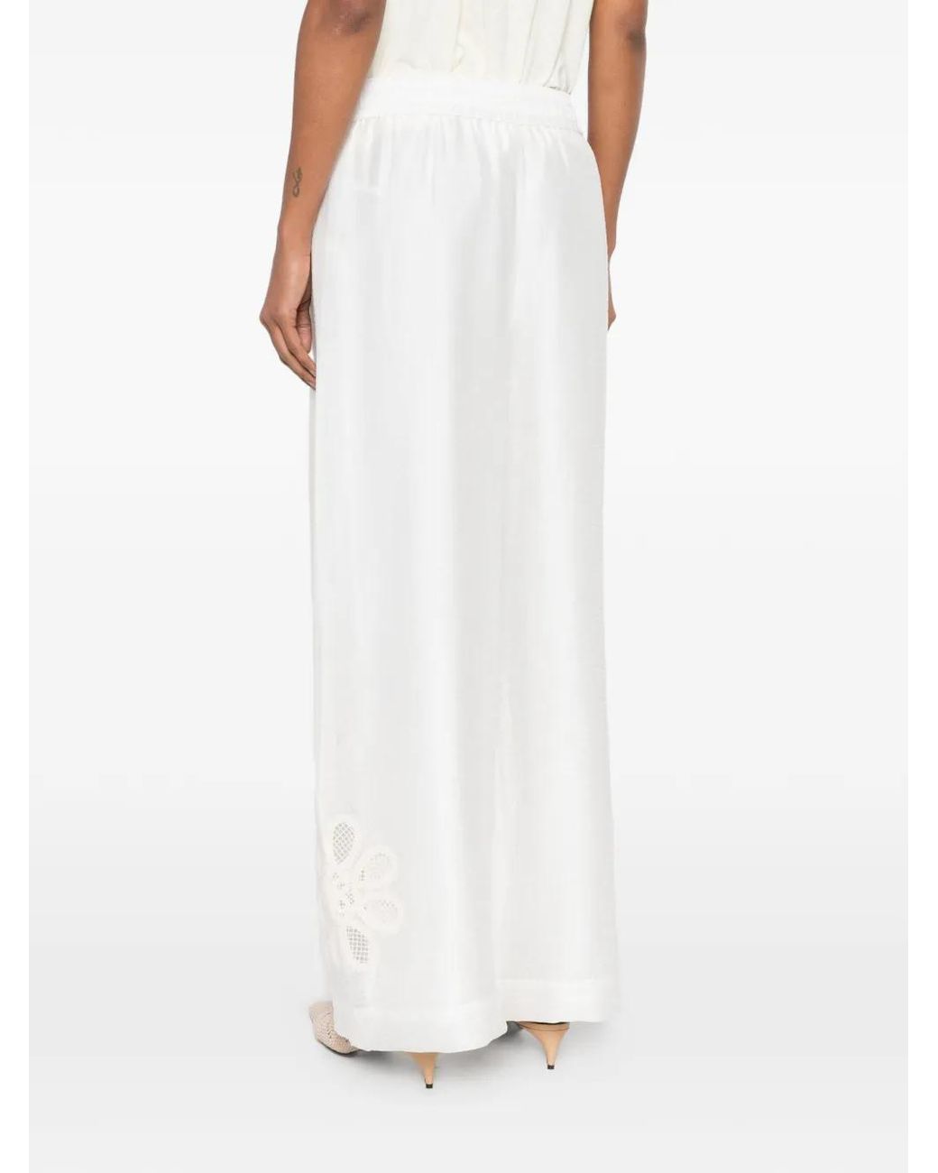 Aje. White Gia Embroidered Pant