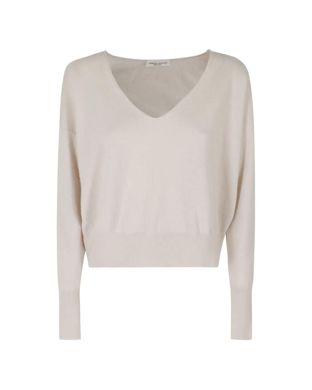 Roberto Collina White V-Neck Long-Sleeve Sweater
