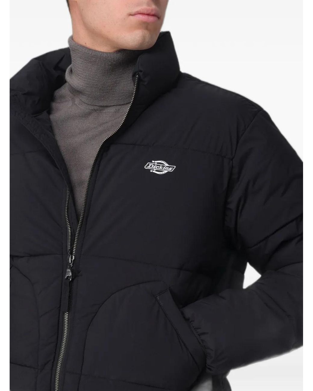 Dickies Blue Quilted Logo-Patch Jacket for men