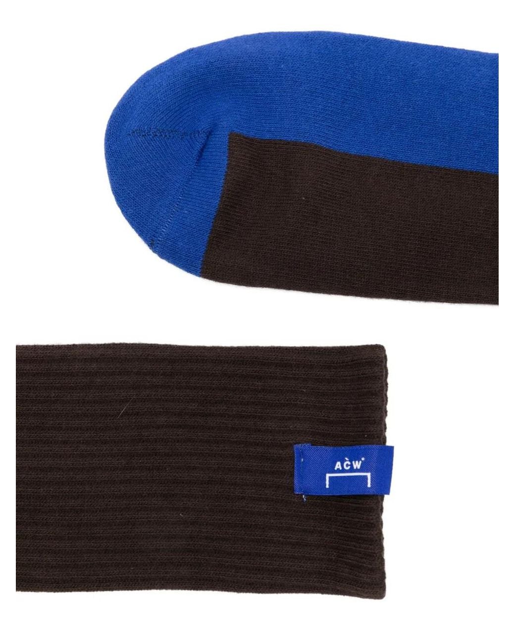 A_COLD_WALL* Blue Logo-Patch Ribbed Socks for men