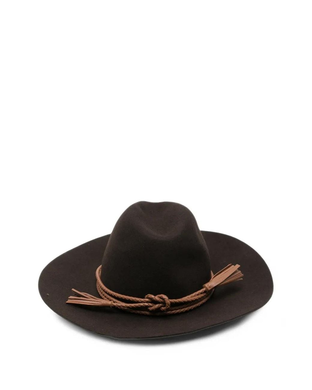 Moncler Black Logo-Patch Braided-Trim Fedora Hat