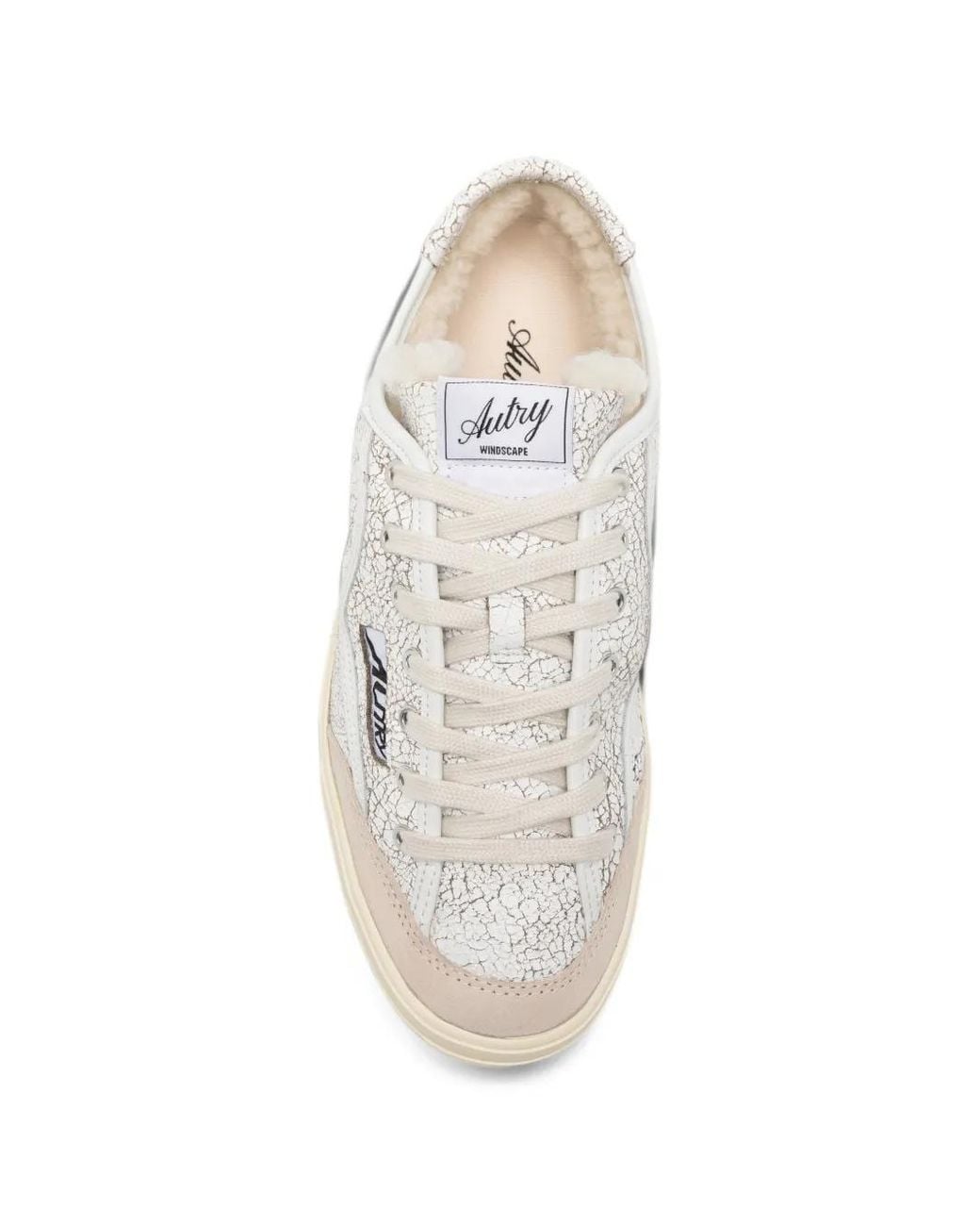 Autry White Windscape Crackle-Effect Shearling-Lined Sneakers for men