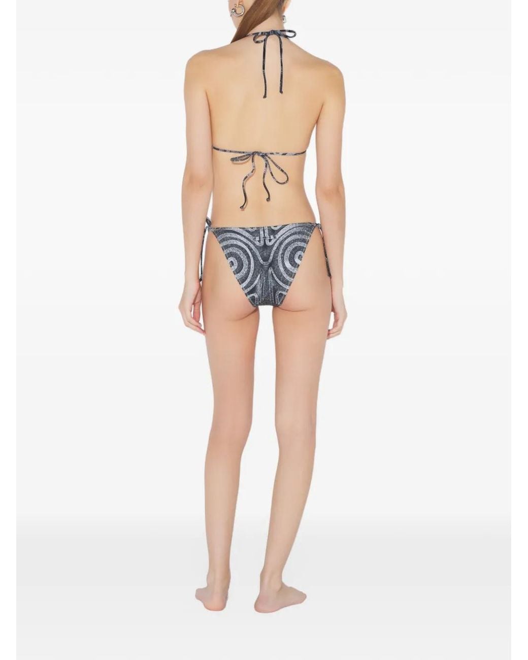 Jean Paul Gaultier Gray Printed Tie Bikini Bottom