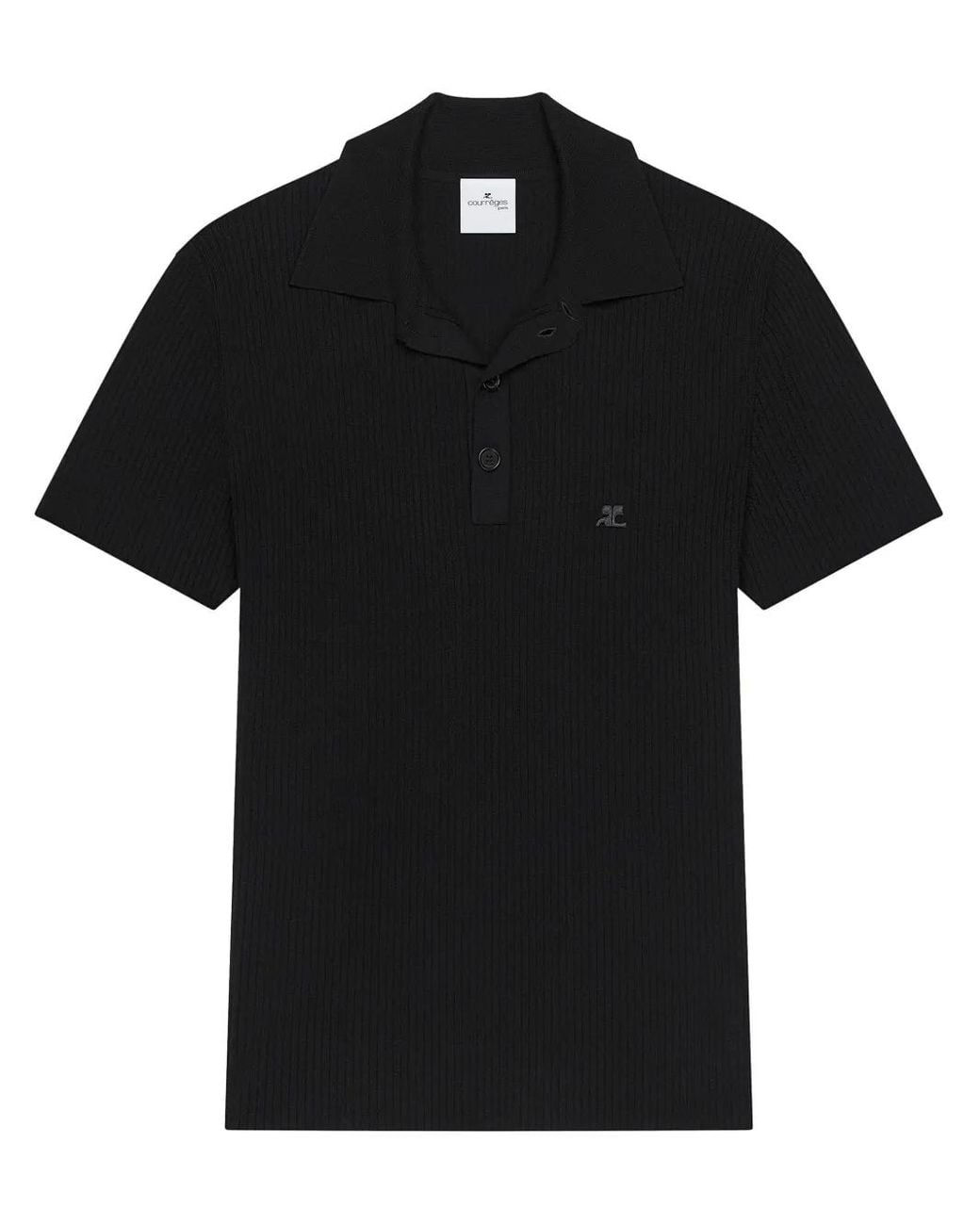 Courreges Black Ribbed Polo Shirt for men