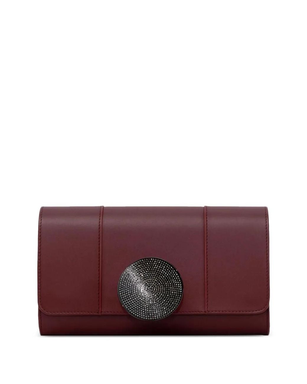 PERRIN Paris Purple Le Disque Strass Leather Clutch Bag