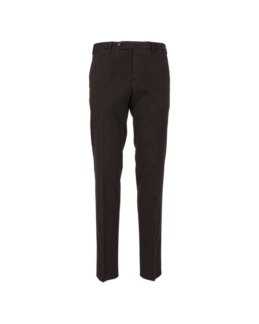 PT Torino Black Flat-Front Slim-Fit Trousers for men