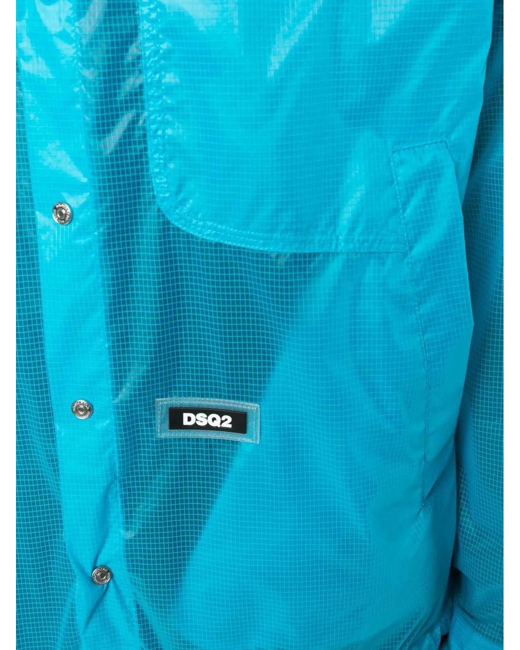 DSquared² Blue Logo-Patch Shirt Jacket for men