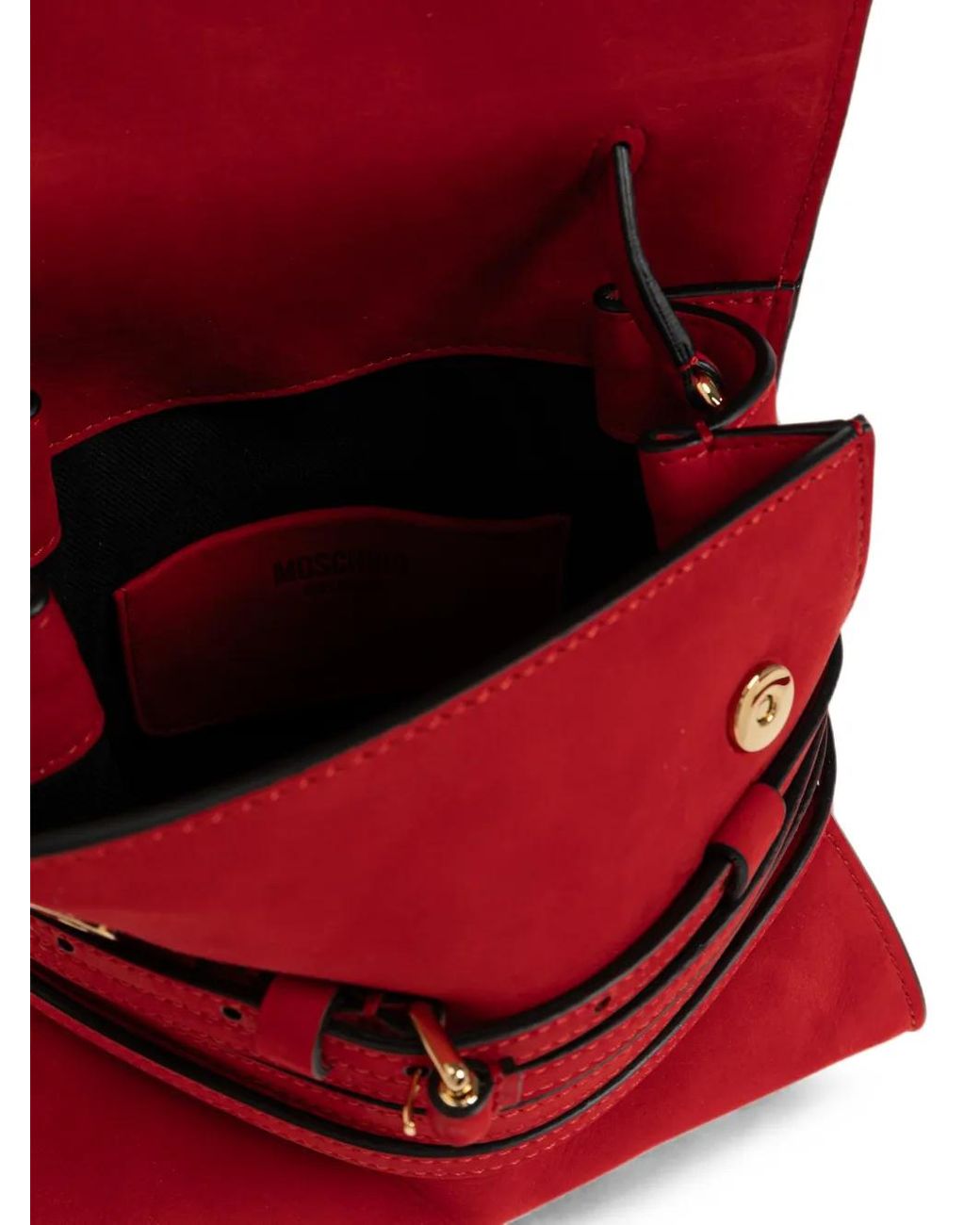 Moschino Red Tie Me Suede Tote Bag