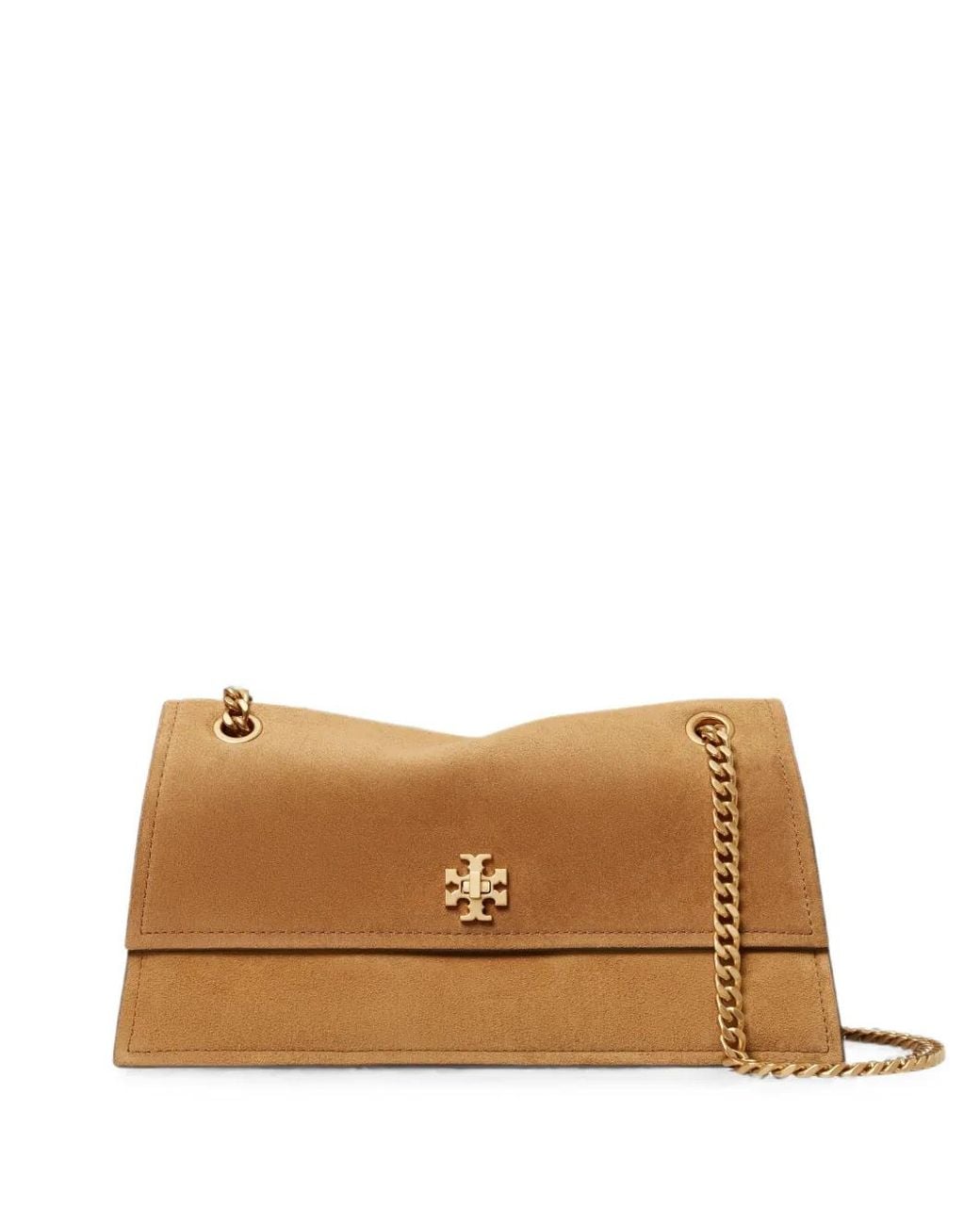 Tory Burch Brown Kira Turnlock Suede Shoulder Bag