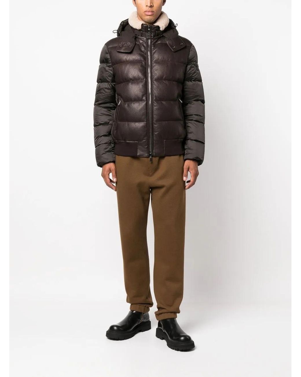 Moorer Black Panelled Down-Padded Jacket for men