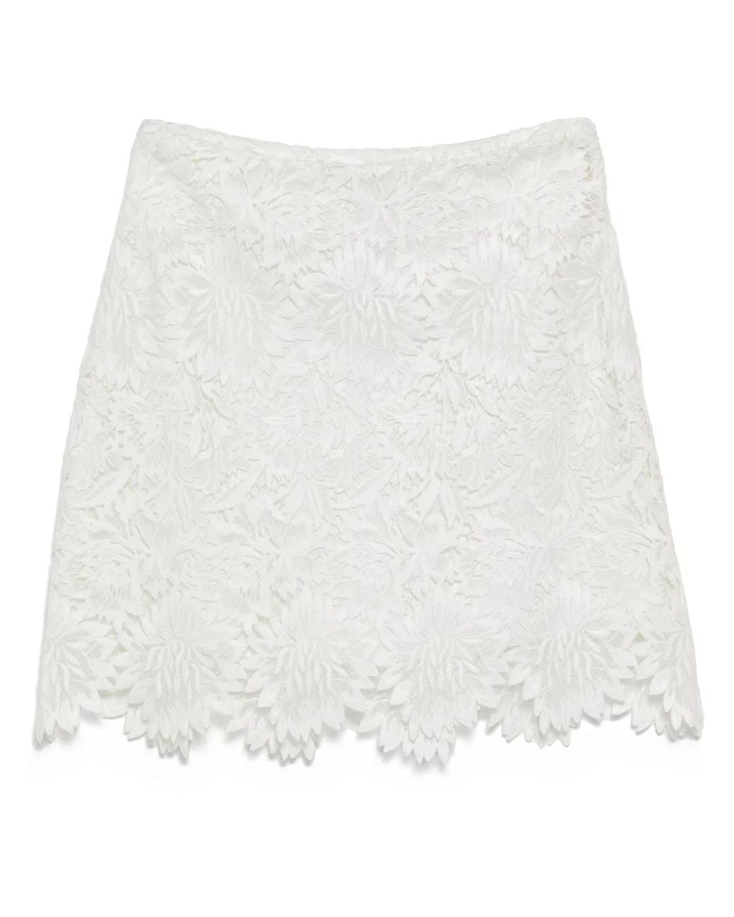 Ermanno Scervino White Floral Lace Mini Skirt