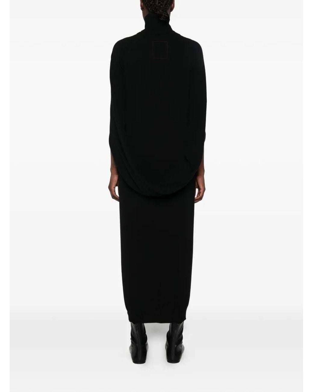 Uma Wang Black Wrap High-Neck Raglan-Sleeve Maxi Dress
