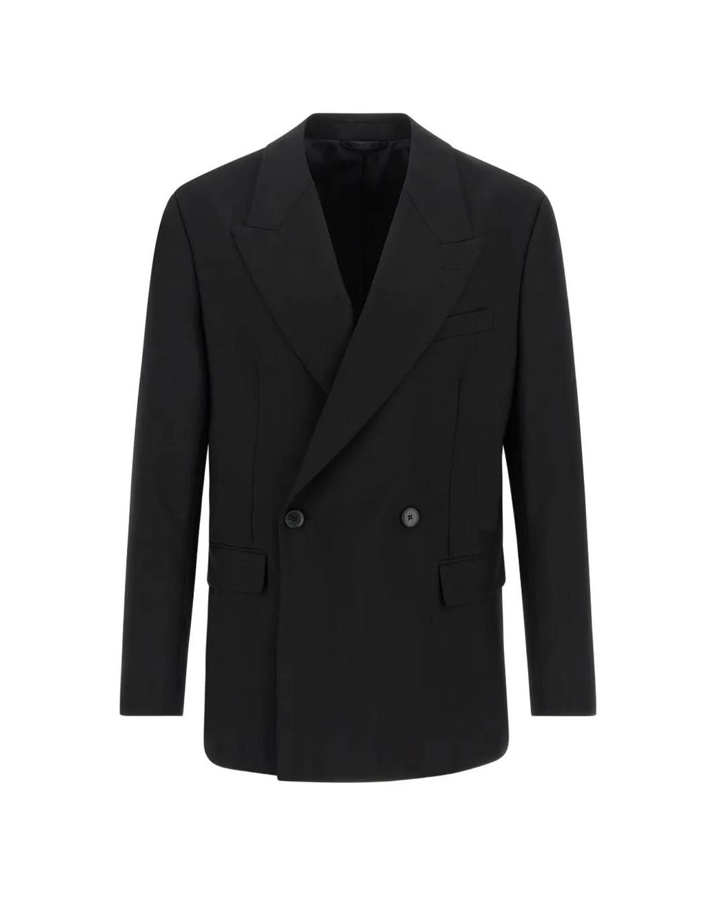 mfpen Black Double-Breasted Peaked-Lapel Blazer for men