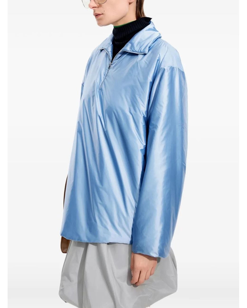 JNBY Blue Quarter-Zip Satin-Finish Top