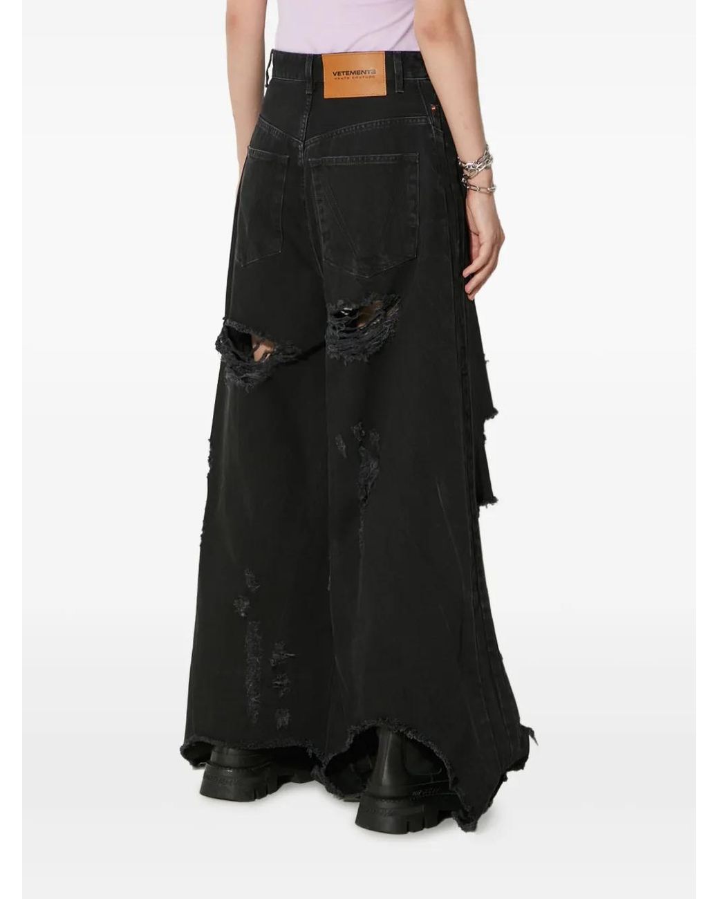 Vetements Black Big Shape Distressed Jeans