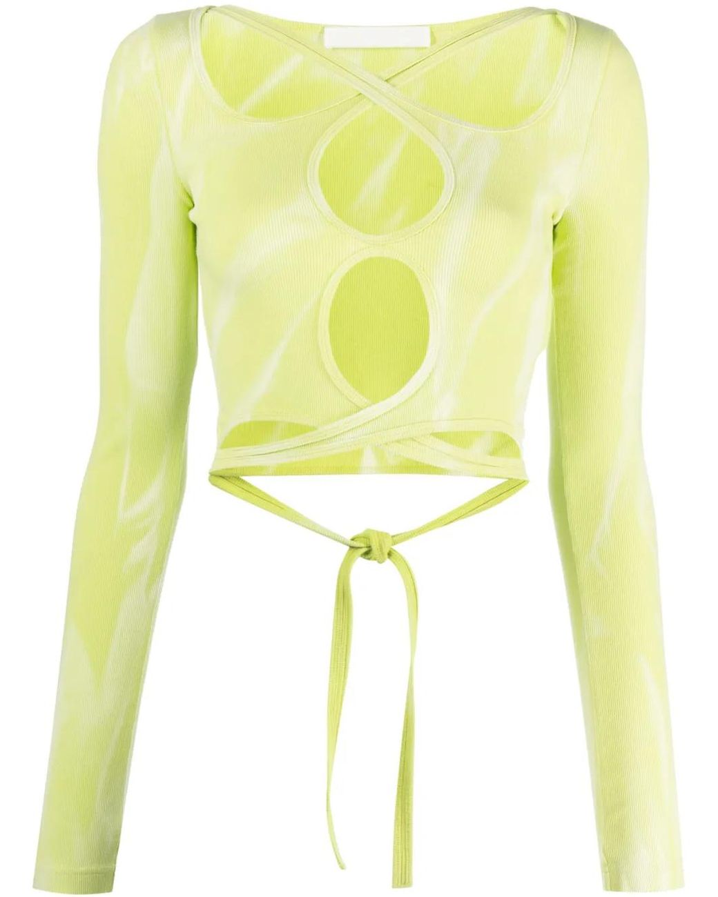 Dion Lee Yellow Cut-Out Detail Long-Sleeve Top